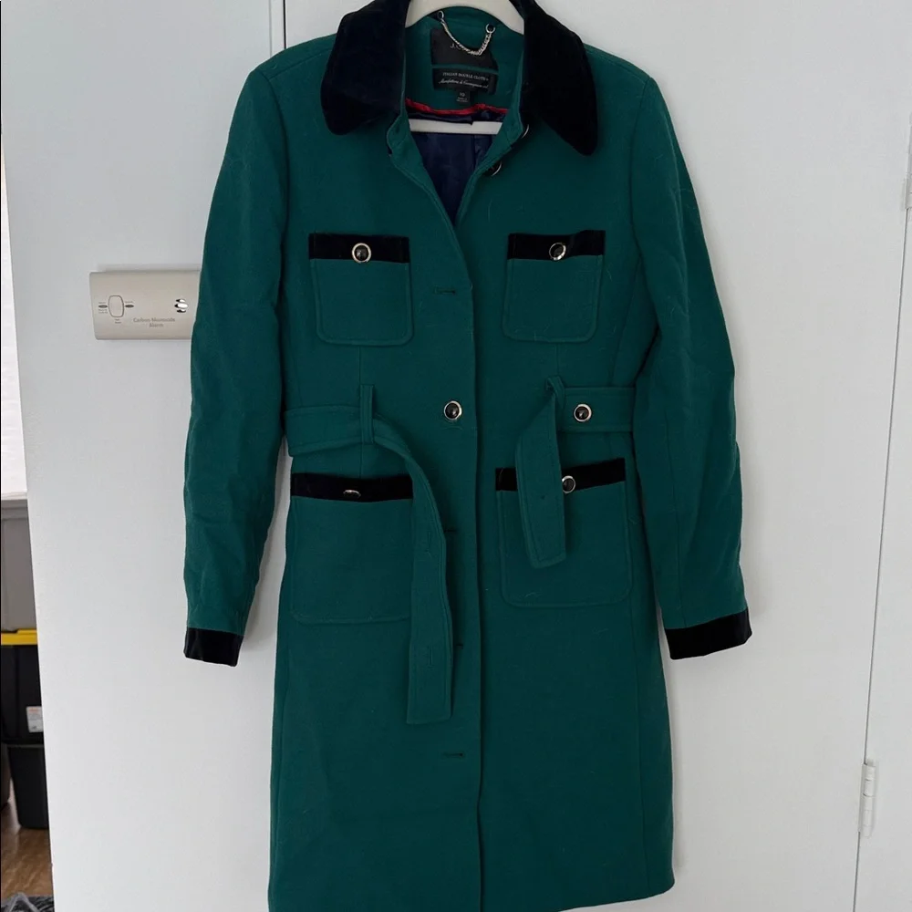 J. Crew Teal and Black Trench Coat - Picture 4 of 12